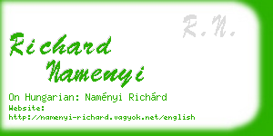 richard namenyi business card